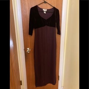 Purple Dress with Velvet Bodice, Size 9 Just Choon brand, with Side Slits